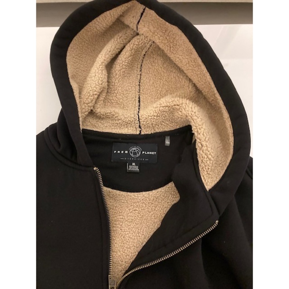 Free Planet Heavy Sherpa NWT Oversized Black Hoodie XXXL